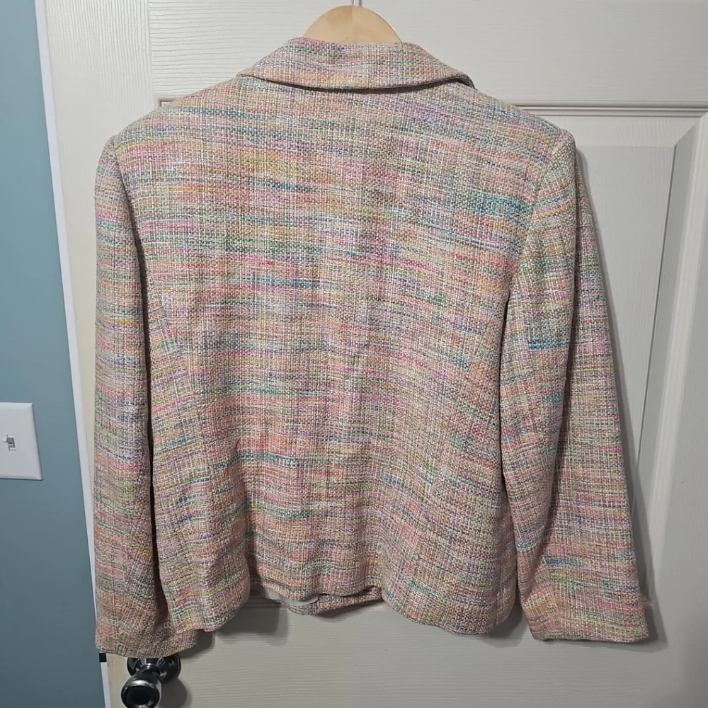 Giancarlo Ferrari Vintage‎ 100% Silk Multicolor Tweed Jacket/Blazer Womens 12
